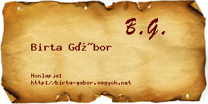 Birta Gábor névjegykártya
