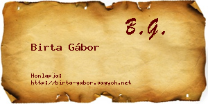 Birta Gábor névjegykártya